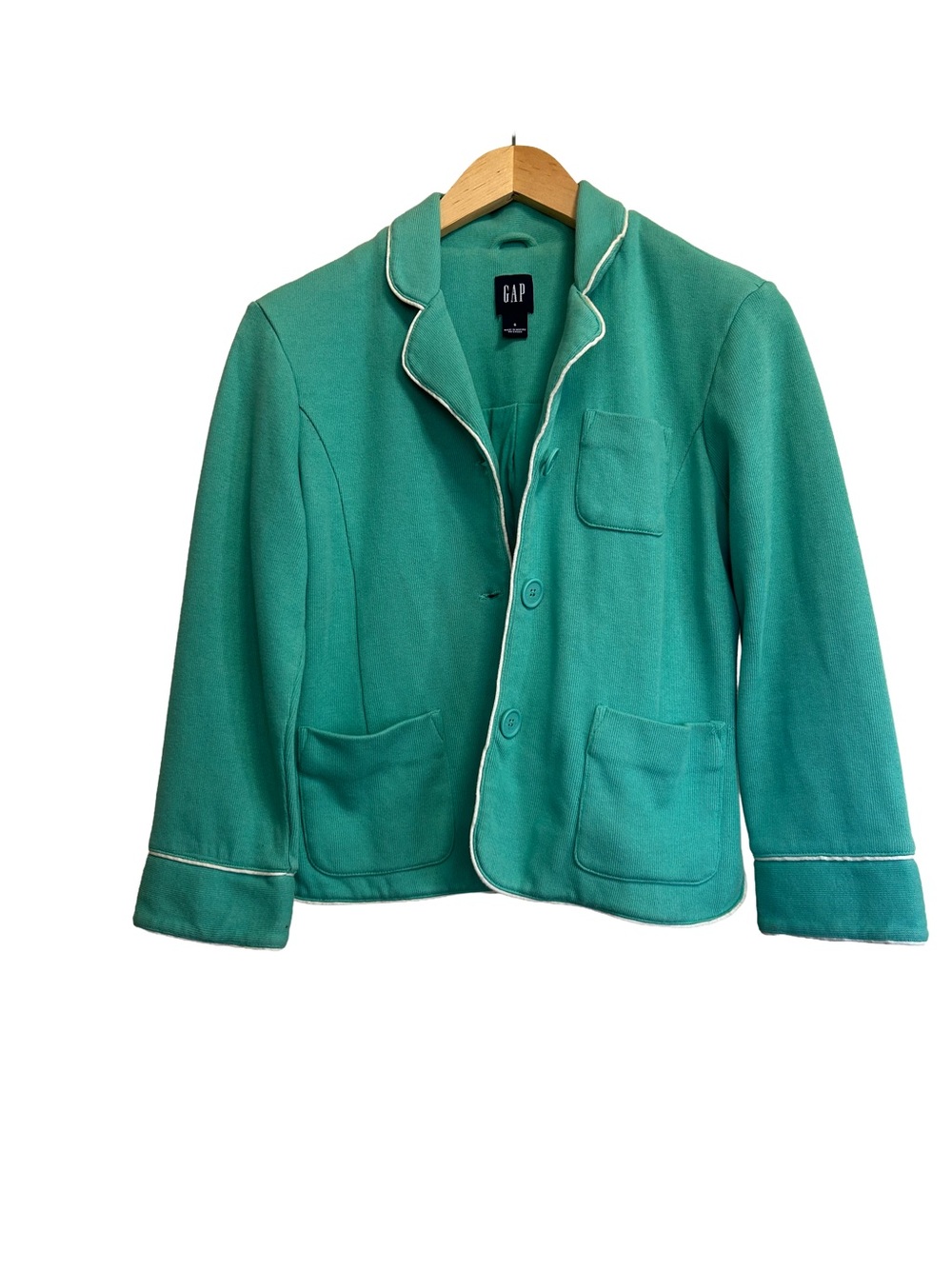 VTG 2011 GAP Teal Piped Knit Blazer Jacket Worn Once Mint Condition Small S